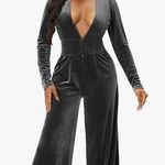 Women's Sexy Long Sleeve Velvet Jumpsuits Casual Fashion V Photo 0