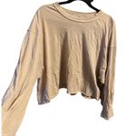 Free People  Intercept Pullover Oversized Tan Crop Top Large Lounge Cozy Gym Soft Photo 1
