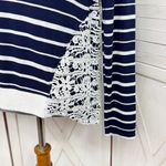 Hazel Crochet Lace Detail Striped Long Sleeve Shirt Blue White Small Photo 5