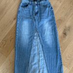 White Fox Boutique  - Take My Picture Denim Maxi Skirt in Blue Photo 0
