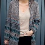 ZARA  LONG PRINTED KNITTED TWEED WOOL BLEND JACQUARD COAT JACKET BLAZER M NEW Photo 6