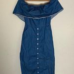Night Walker denim off the shoulder dress with slits on sides & pockets ( S ) Photo 2