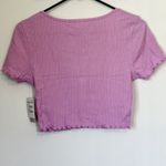 BP NWT by Nordstrom Purple Pink Pointelle Rib Cropped Short Sleeved Henley - S Photo 3