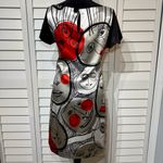 ZARA  Basic Dress Picasso Shift Size Small red silver Photo 1