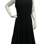Calvin Klein  $89 Black Dress 12 Round Neck Fit Flare Pleated Knee Length Grunge Photo 0