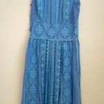 Costarellos baby blue sleeveless Lace chiffon Guipure midi dress 42 Size undefined Photo 2