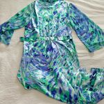 Oscar de la Renta Vintage satin full length robe tie dye Y2K Watercolor Chiffon Photo 2