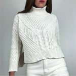 525 America Cable-Knit Mock Neck Pullover Sweater in Ivory | Size S Photo 2