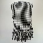 Hem & Thread Black Ivory & Gray Striped Layered Ruffle Tank Top Size Large NEW Photo 5