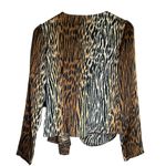 Lulus Fierce Ambition Brown Tiger Print Long Sleeve Top Sz Small NEW Faux Wrap Photo 4