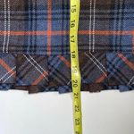 CAbi Brown & Navy Blue Heritage Plaid Ruffle Hem Wool Pencil Skirt Photo 7