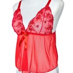 Vintage Y2K Sheer Red Sequin Cami S/M Lingerie Fairycore Babydoll Going Out Top Size M Photo 1