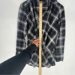 Laundry by Shelli Segal Chiffon Black & White Plaid Deep V Twisted Front Tunic Photo 13