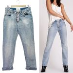 One Teaspoon NWT  Truckers Jeans Size 26 Lace Up Mid Rise Straight Leg Light Wash Photo 9