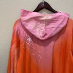 Bella Canvas Orange and Pink Ombré Tunic Top Hoodie Pullover Lace Hem Floral Pattern XL Photo 4