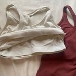 cream white and burgundy red ribbed Amazon workout tank top bundle Size L Photo 7