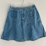 Liz Claiborne Vintage Denim Skirt Womens Size 14P Flare Western Boho Festival Photo 0