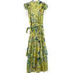 Banjanan Mercy Tiered Wrap Midi Dress Yellow Lisbon Garden Sunshine Size Medium Photo 9