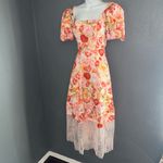 Rachel Parcell RP New w $178 Tags Floral Peach Pink Orange Midi Dress Womens XS Photo 4