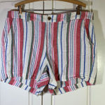 Old Navy  Everyday‎ Linen Blend Shorts Womens 16 Striped Mid-Rise Casual Colorful Photo 0