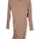 Melrose and Market | Large | Side Ruched Long Sleeve Dress in Tan Burro | NWT Photo 2