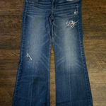 American Eagle AE Hipster Flare Jeans Distressed Blue Stretch Women's Size 12 Photo 0