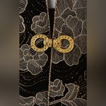 Dress Barn Black & Metallic Gold Floral Print Sz 16W Gold Button & Shoulder Pads Photo 4