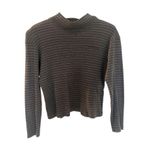 Ralph Lauren Vintage Polo Jeans Mockneck Long Sleeve Gray Black Striped Large Photo 0