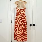 Mon Renn Surreal Midi Dress Tropico Print Red Medium Drop Waist Cotton Vacation Photo 2