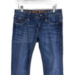 Rock Revival  Sara Boot Jeans Womens 29 Blue Dark Wash Embellished Bootcut Flap Photo 1