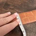 Vintage A. Brod Genuine Leather Wide Patterned Belt Size Large Made in the USA Tan Photo 11