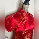 NTM: Vintage Golden Dragon Silk Red & Gold Floral Cheongsam Quito Dress Sz L Photo 7