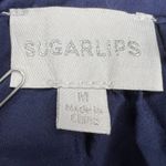 Sugar Lips Rosie Eyelet Floral Split V-Neck Mini Dress Navy Blue-White Size M Photo 2