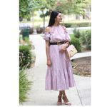La Vie Rebecca Taylor Cold Shoulder Lurex Plaid Midi Dress Size Small Pink Photo 1