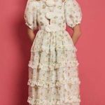 NWT DREAM Sister Jane Rose Dove Ruffle Midi Dress XS White Photo 1
