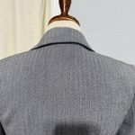 EXPRESS Women Gray Career Dress Single Breasted Blazer Sz 2 3/4 Ruched Sleeve Photo 5