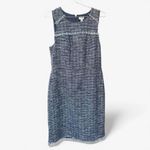 J.Crew  Blue Tweed Fringe Sleeveless Sheath Dress NWT Size 6 Photo 1