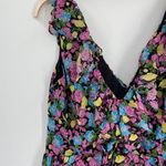 Amur Evita Silk Multicolor Floral Print Chiffon Ruffled V-Neck Maxi Dress Sz 14 Photo 4