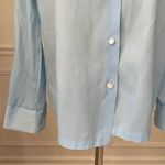 Vintage 70s Miss Holly Light Blue Textured Crepe Pointy Collar Button Shirt M 34 Size M Photo 3