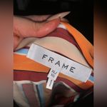 frame denim Frame mini short sleeve button up shirt striped blouse satin brown fall $225 Photo 3