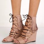 Free People  Solstice Fringe Wedge Blush Size 39 Photo 0