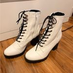 Miss Lola Stylish White Lace-Up Ankle Boots Photo 1