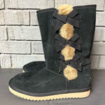Koolaburra by Ugg Victoria Tall Boots Suede Black 1015875 Bows Womens Size 8 Photo 0