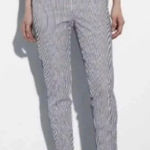 ZARA Black Striped Seersucker Pants Sz S Photo 0