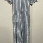 Polagram Grey Striped Jumpsuit- Medium Photo 0