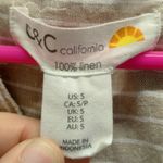 C&C California Size Small Beige White Striped Roll Tab Sleeve Linen Shirt Dress Photo 4