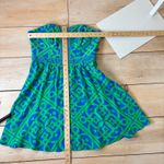 Alice & Trixie  EUC Women's Green Blue Silk Strapless Geo Print Dress Size M Photo 8