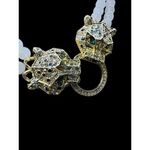 Eye Candy Los Angeles Agate Double Panther Head Crystal Pave Necklace Gold Tone Photo 1