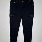 Miss Me Black Cargo Denim Jeans Slim Fit Ankle Zip Embellished EUC Sz 29 Cotton Photo 0