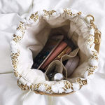 Exquisite Beach Clutch Purse Bag Bucket Bag Lace Handmade Straw Woven Sling Handbag Shoulder Crossbody Bag for Women, Beige, One Size Photo 3